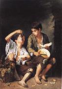 Grapes and melon eater Bartolome Esteban Murillo